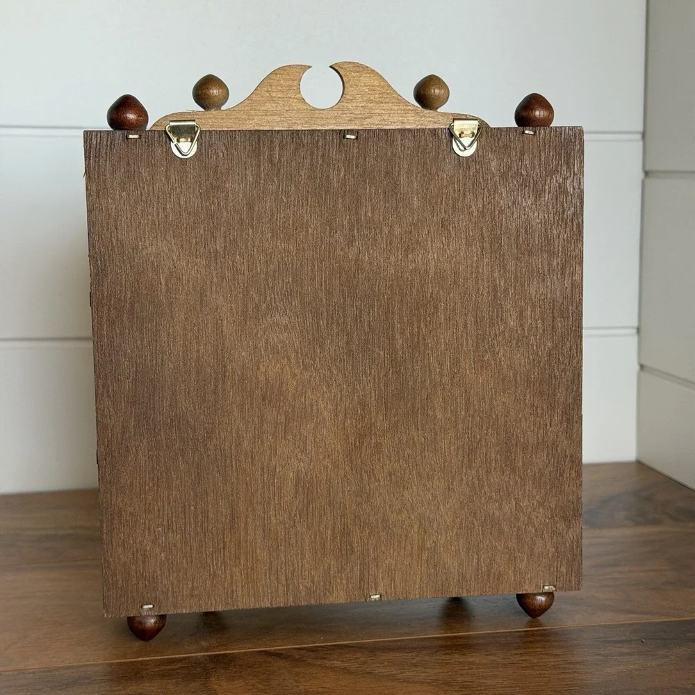 VTG Miniture Wood And Glass Footed Curio Cabinet with 3 Shelf MCM Trinkets *Flaw